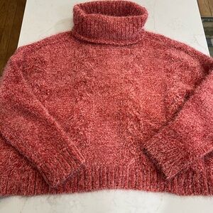 BB Dakota Textured Turtleneck Sweater - Coral